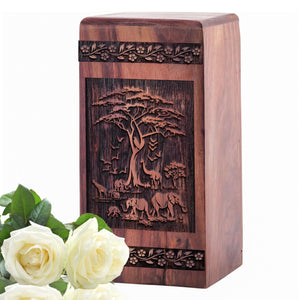 Handcrafted Wooden Elephant Urn for Ashes - Loving Memorial