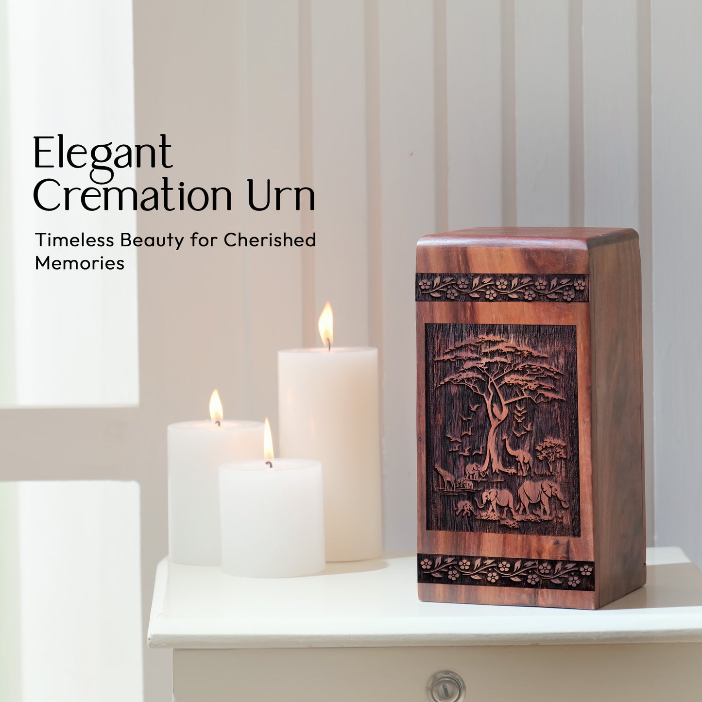 elephant Urn Size 10 Inch 10”(H) x 5.5”(W) x 5.5”(L)