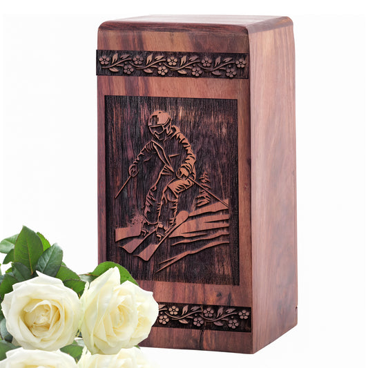 Skiing Snowboard Urn Size 5 Inch 5”(H) x 3”(W) x 3”(L)