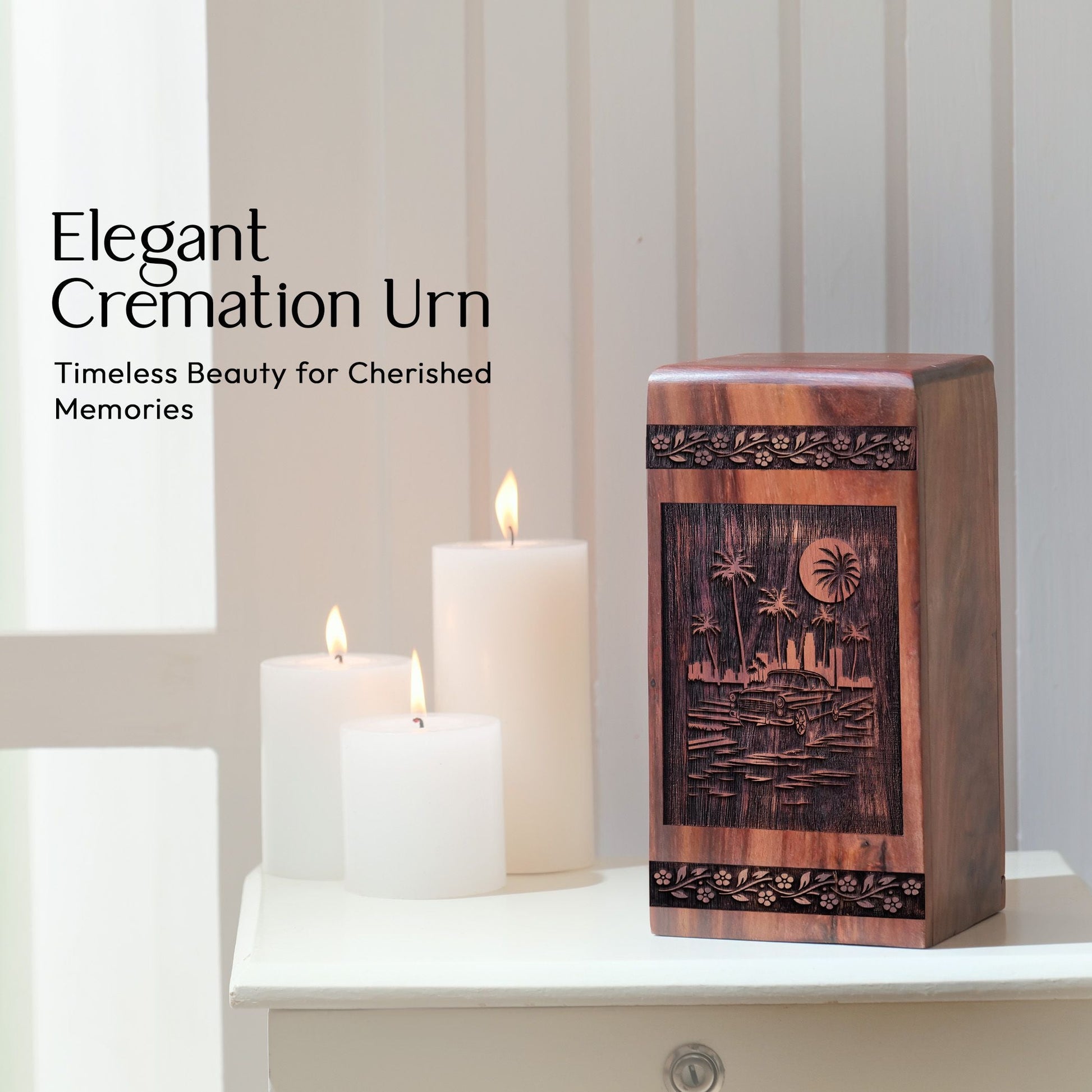 Unique Wooden Car Urn for Ashes - Handcrafted Design