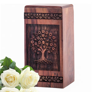 Wooden Tree Urn Box for Ashes - Handcrafted Keepsake