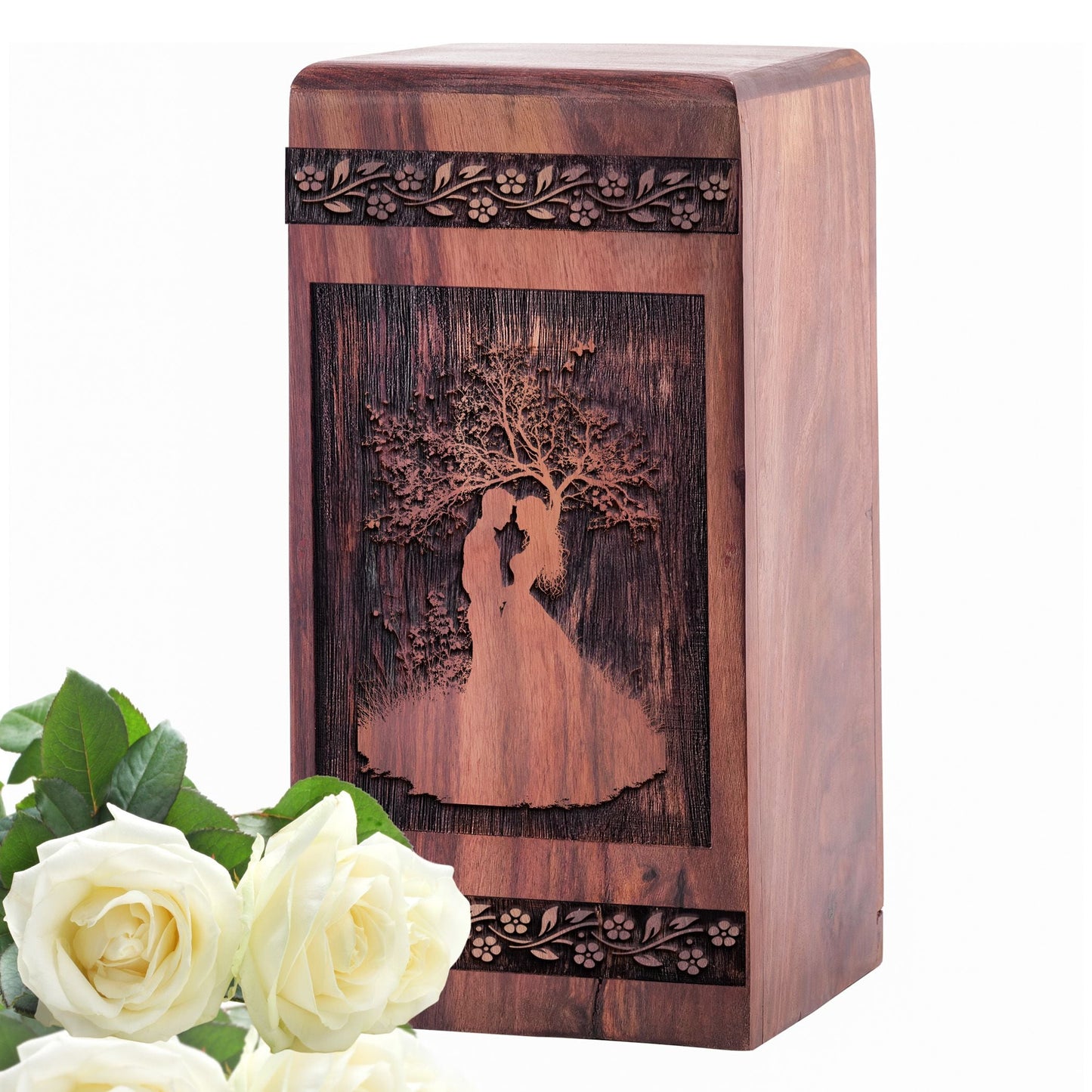 Handmade Wooden Couple Cremation Urn for Ashes