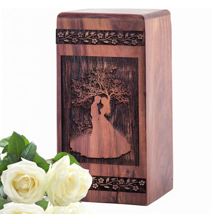 Handmade Wooden Couple Cremation Urn for Ashes