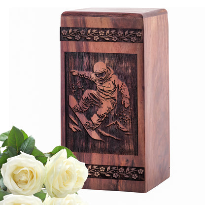 skiing Snowboard Urn Size 5 Inch 5”(H) x 3”(W) x 3”(L)