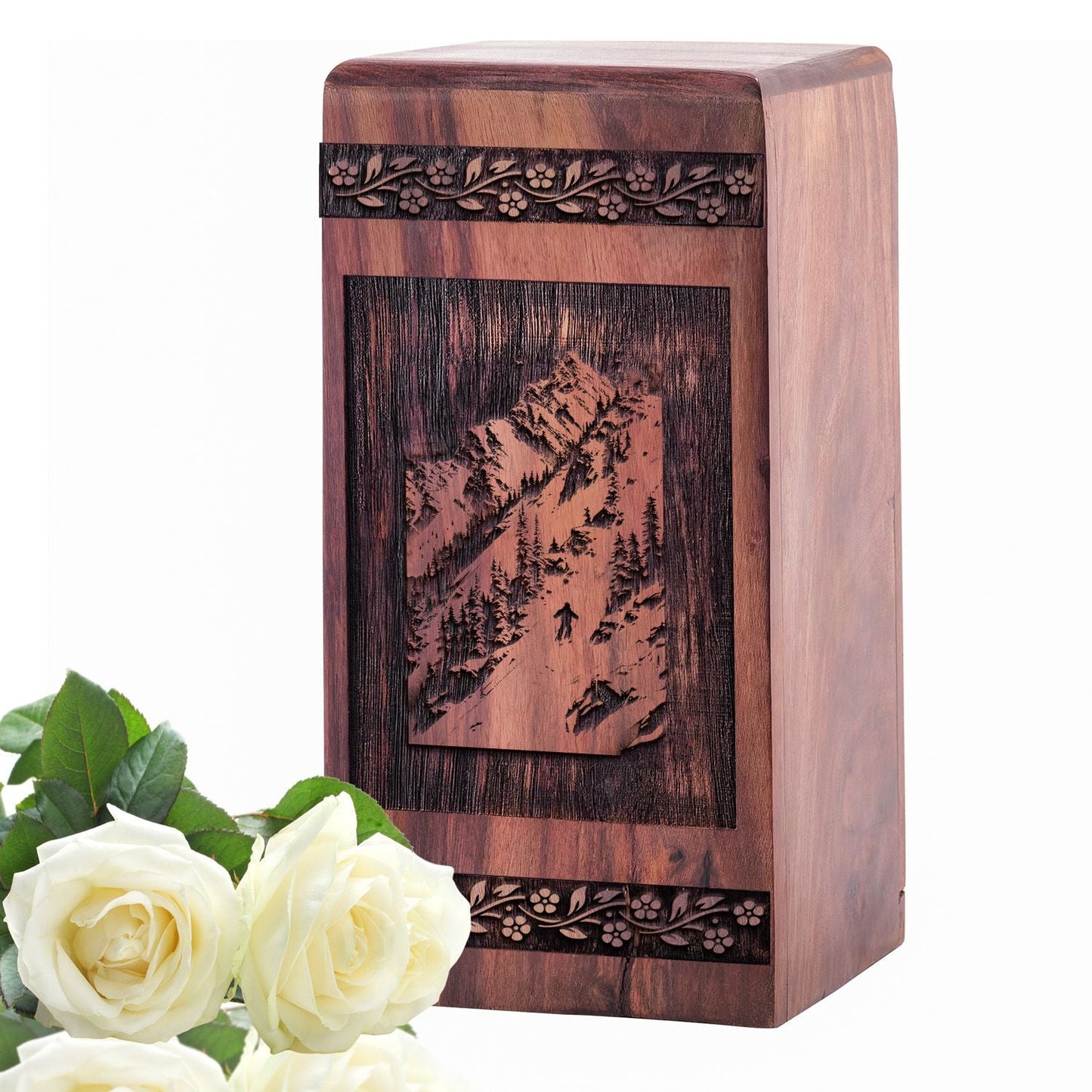 Handcrafted Wooden Skiing Snowboard Urn for Ashes - Lasting Tribute
