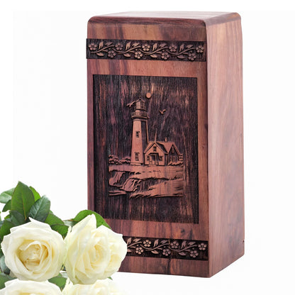 Wooden Lighthouse Urn Box for Ashes - Lasting Keepsake