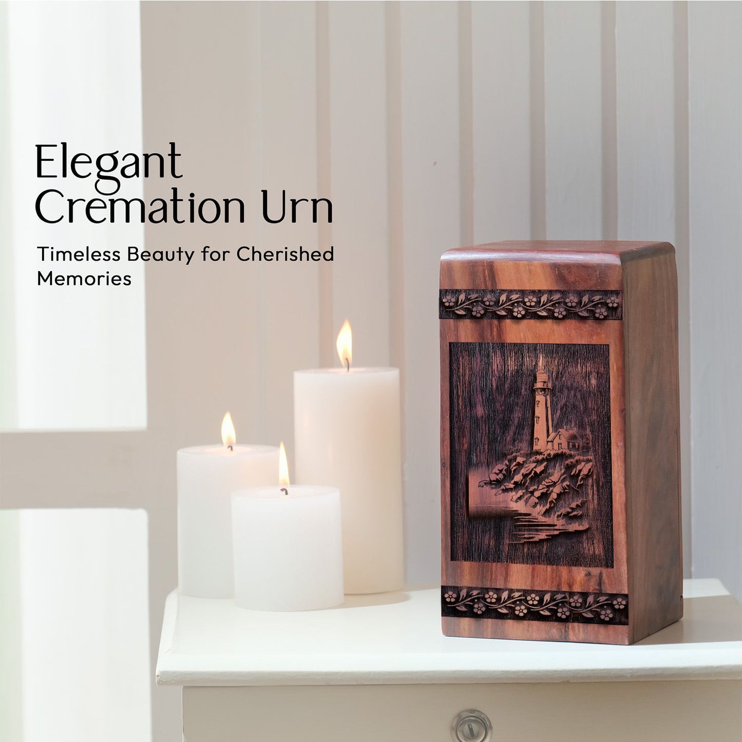 Wooden Lighthouse Cremation Urn for Ashes - Unique Keepsake