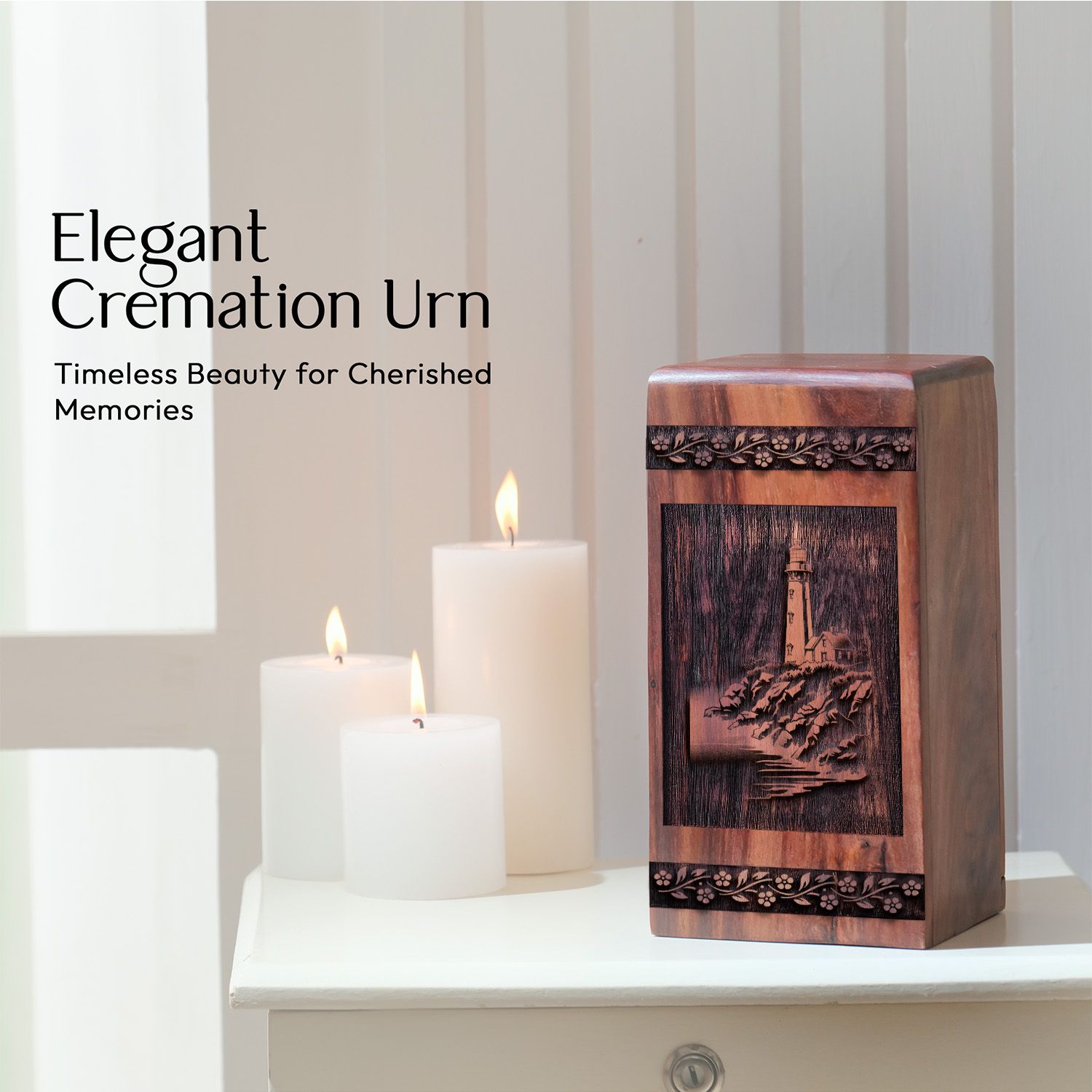 Wooden Lighthouse Cremation Urn for Ashes - Unique Keepsake