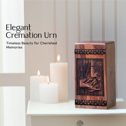 Wooden Lighthouse Cremation Urn for Ashes - Unique Keepsake