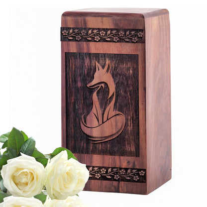 Handcrafted Wooden Fox Urn for Ashes - Unique Tribute
