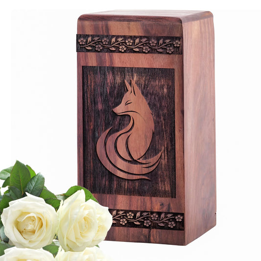 Handmade Wooden Fox Urn for Ashes - Lasting Memorial
