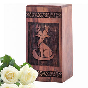 Unique Wooden Fox Urn for Ashes - Handcrafted Keepsake
