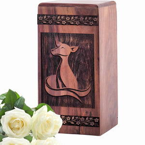 Wooden Fox Urn for Ashes - Handcrafted Memorial Tribute