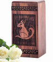 Wooden Fox Urn Box for Ashes - Handmade Memorial Tribute