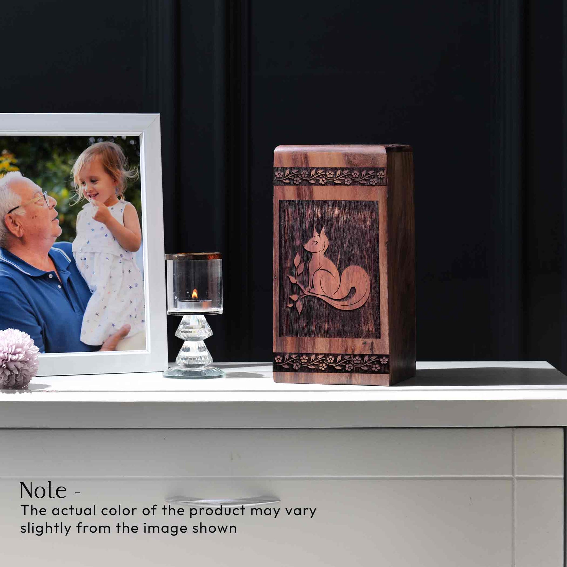 Wooden Fox Cremation Urn for Ashes - Handcrafted Keepsake