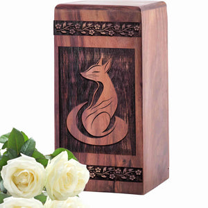 Handcrafted Wooden Fox Urn for Ashes - Loving Tribute