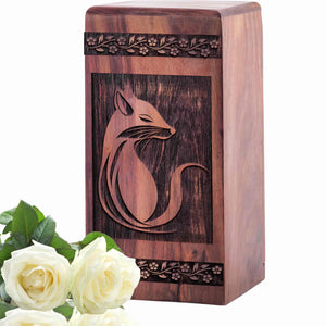 Handmade Wooden Fox Cremation Urn for Ashes - Lasting Memorial