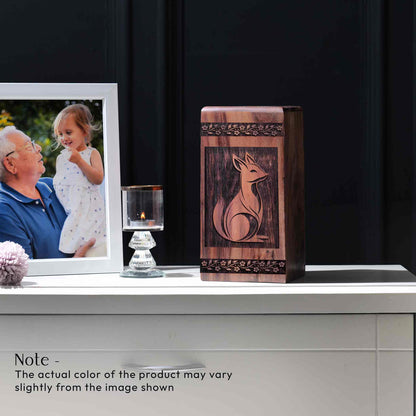 Wooden Fox Urn Box for Ashes - Handcrafted Keepsake
