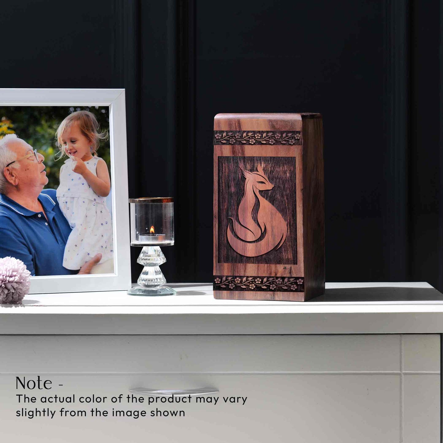 Wooden Fox Urn for Ashes - Handcrafted Memorial Tribute
