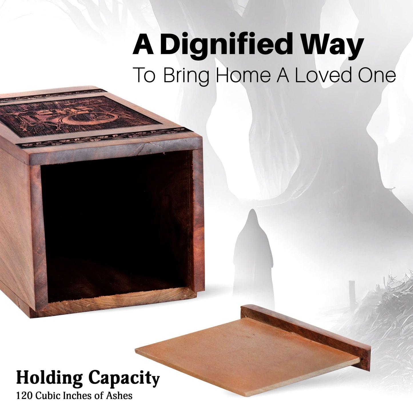 Wooden Drum Set Urn Box for Ashes - Handmade Memorial