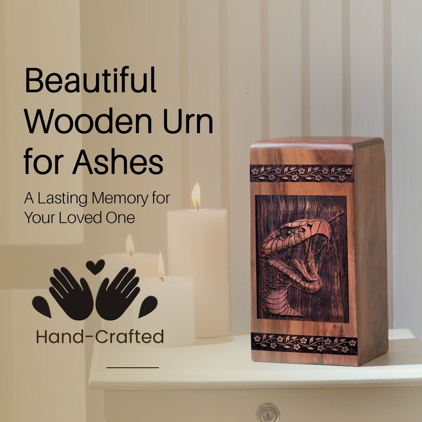 Handcrafted Wooden Snake Urn for Ashes - Unique Tribute
