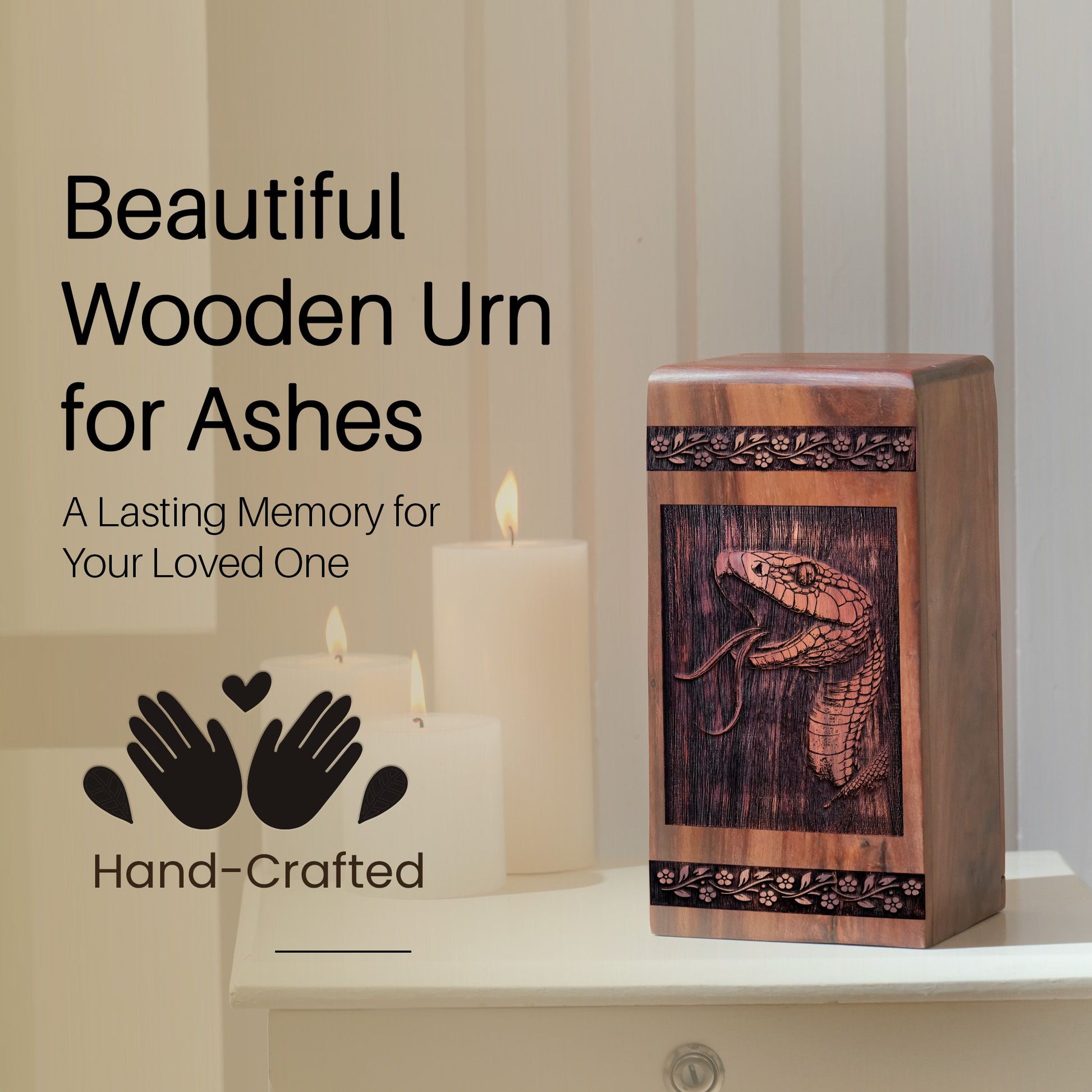 Unique Wooden Snake Cremation Urn for Ashes - Thoughtful Keepsake