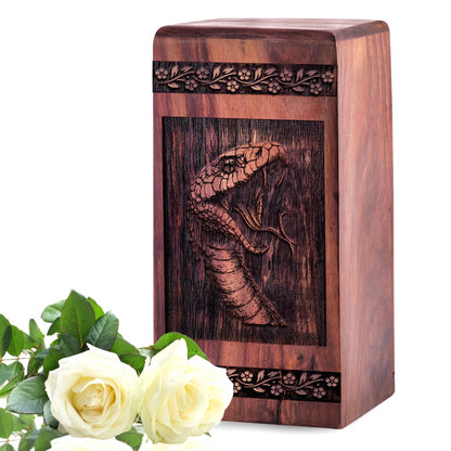 Handmade Wooden Snake Urn for Ashes - Memorial Design