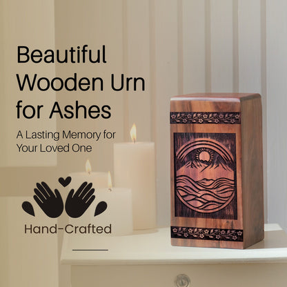 Handcrafted Wooden Sunweb Urn for Ashes - Unique Tribute