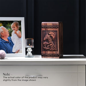 Wooden Giraffe Urn Box for Ashes - Memorial Keepsake