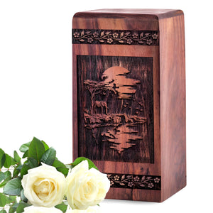 Handcrafted Wooden Elephant Urn for Ashes - Majestic Tribute