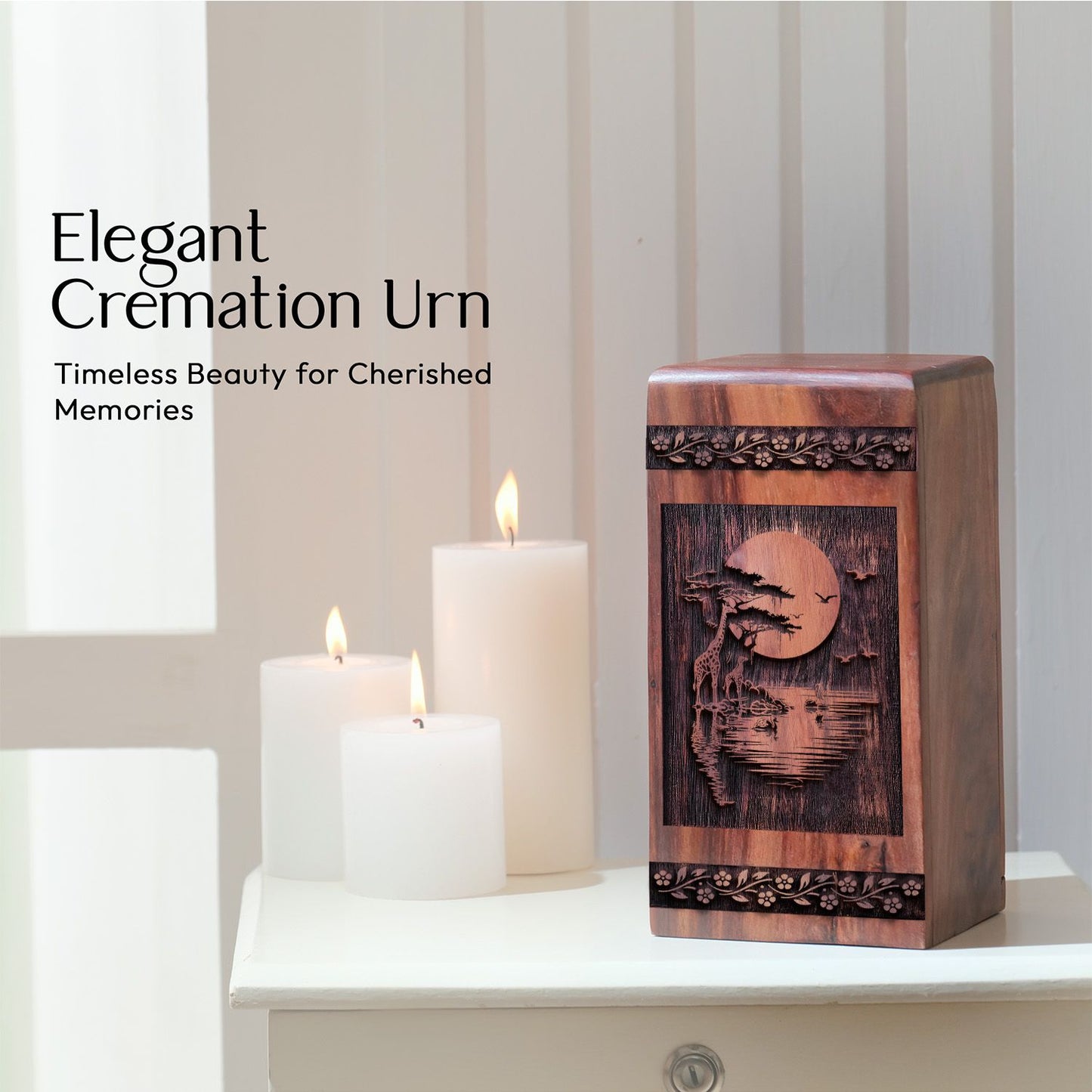 Handcrafted Wooden Giraffe Urn for Ashes - Graceful Memorial
