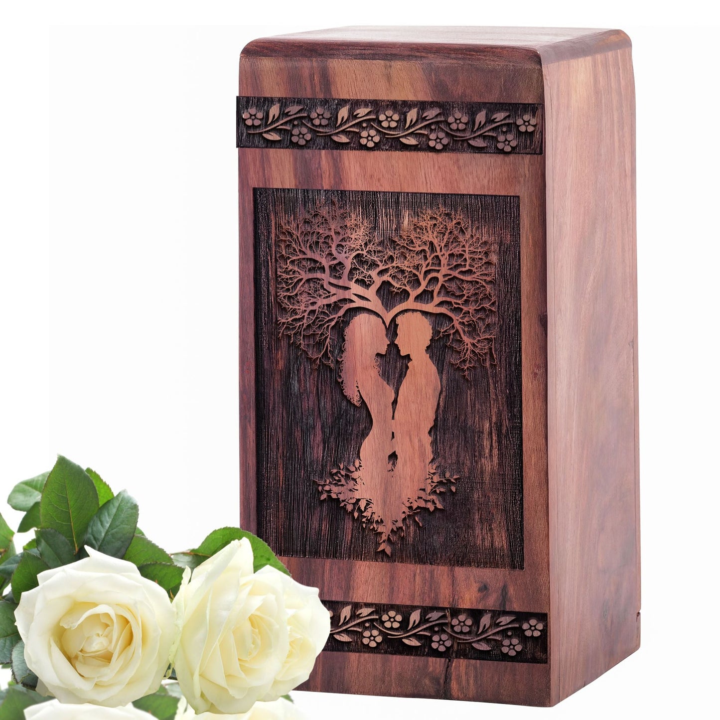 Handmade Wooden Couple Cremation Urn for Ashes - Thoughtful Design