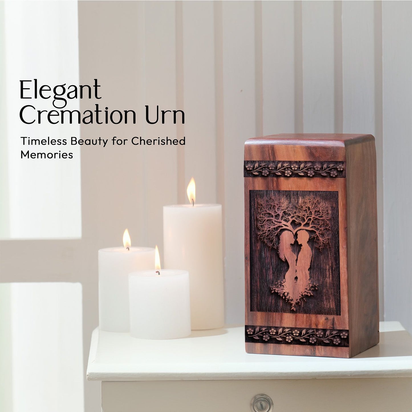 Handmade Wooden Couple Cremation Urn for Ashes - Thoughtful Design