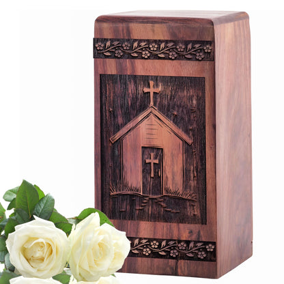 Wooden House Urn Box for Ashes - Thoughtful Keepsake