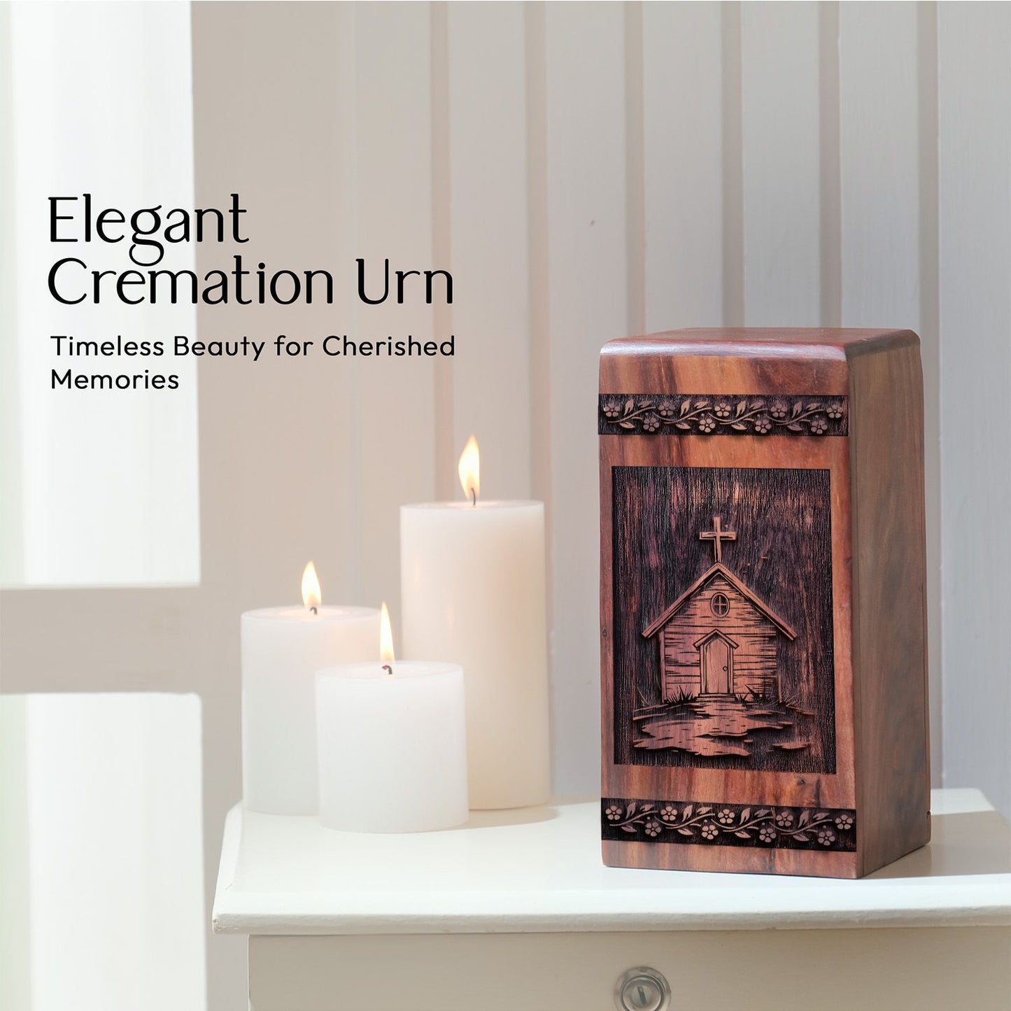 Handmade Wooden House Cremation Urn for Ashes - Lasting Tribute