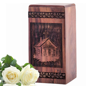 Wooden House Urn for Ashes - Handcrafted Memorial Tribute