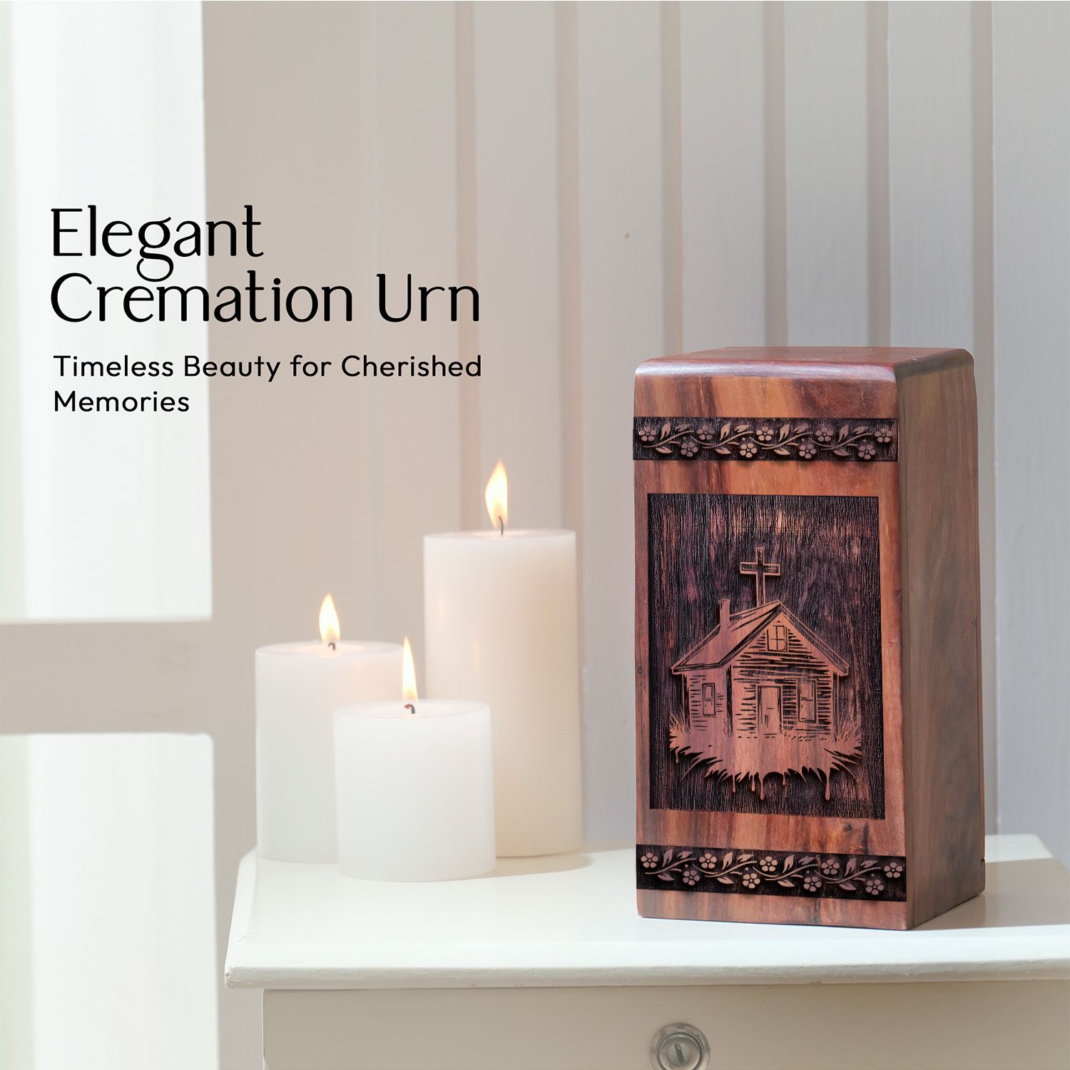 Wooden House Urn for Ashes - Handcrafted Memorial Tribute