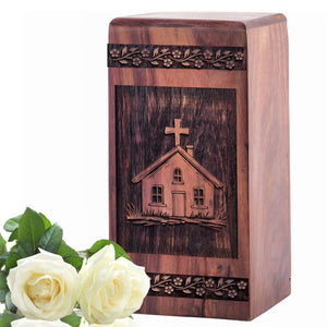 Handcrafted Wooden House Cremation Urn for Ashes - Memorial Box