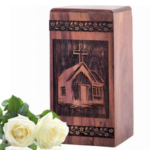 Wooden House Urn Box for Ashes - Unique Memorial Keepsake