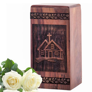 Unique Wooden House Cremation Urn for Ashes - Thoughtful Design