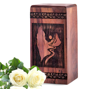 Handcrafted Wooden Mountain Urn Box for Ashes - Memorial Design