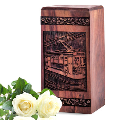 Handcrafted Wooden Bus Urn for Ashes - Unique Memorial