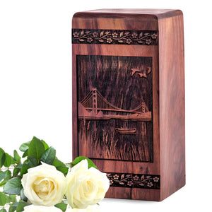 Unique Wooden Golden Bridge Cremation Urn for Ashes - Thoughtful Design