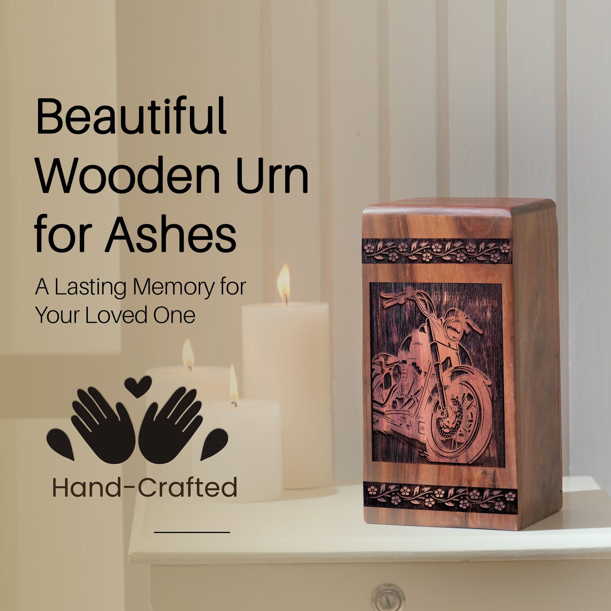 Wooden Bike Urn Box for Ashes - Thoughtful Keepsake