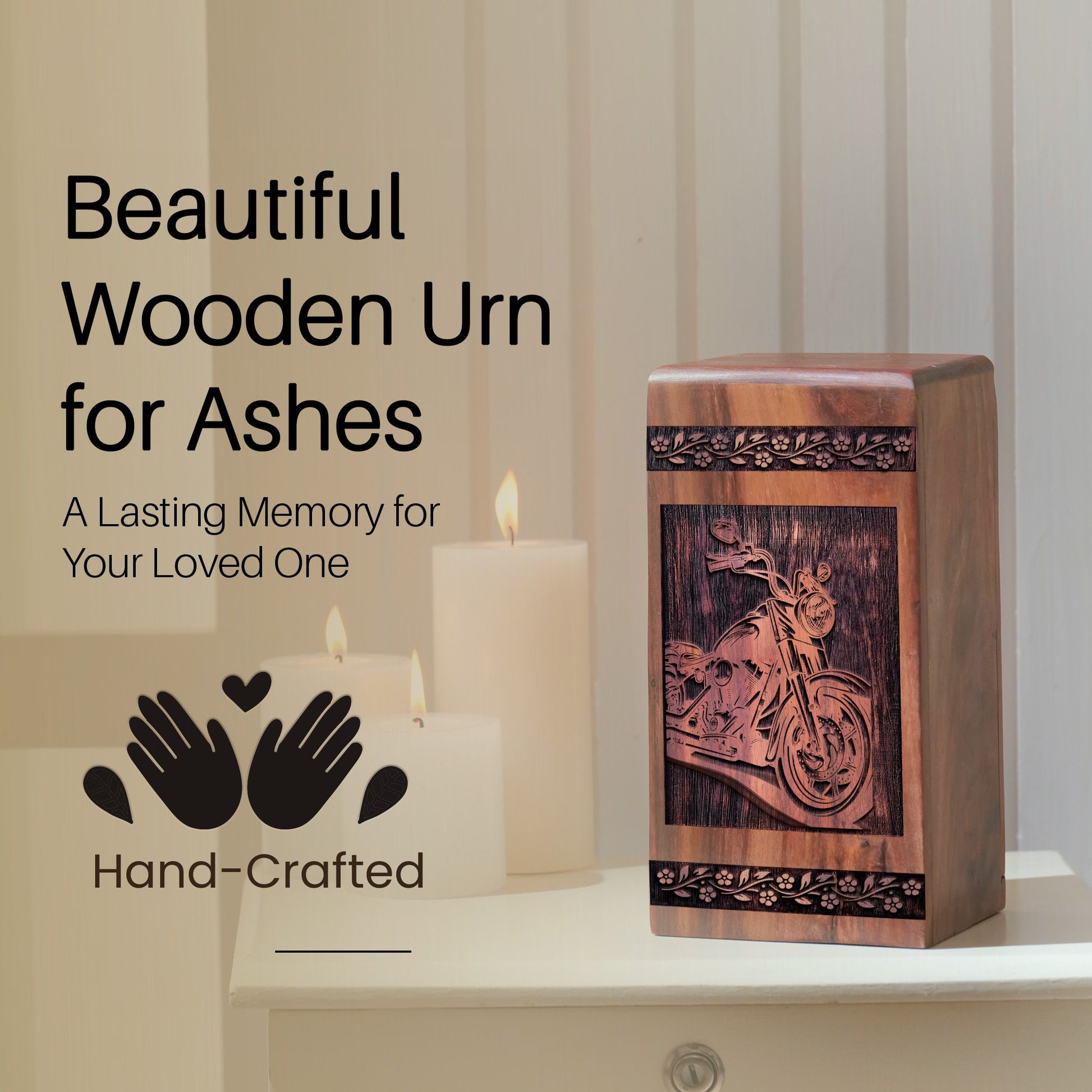 Unique Wooden Bike Cremation Urn for Ashes - Memorial Design
