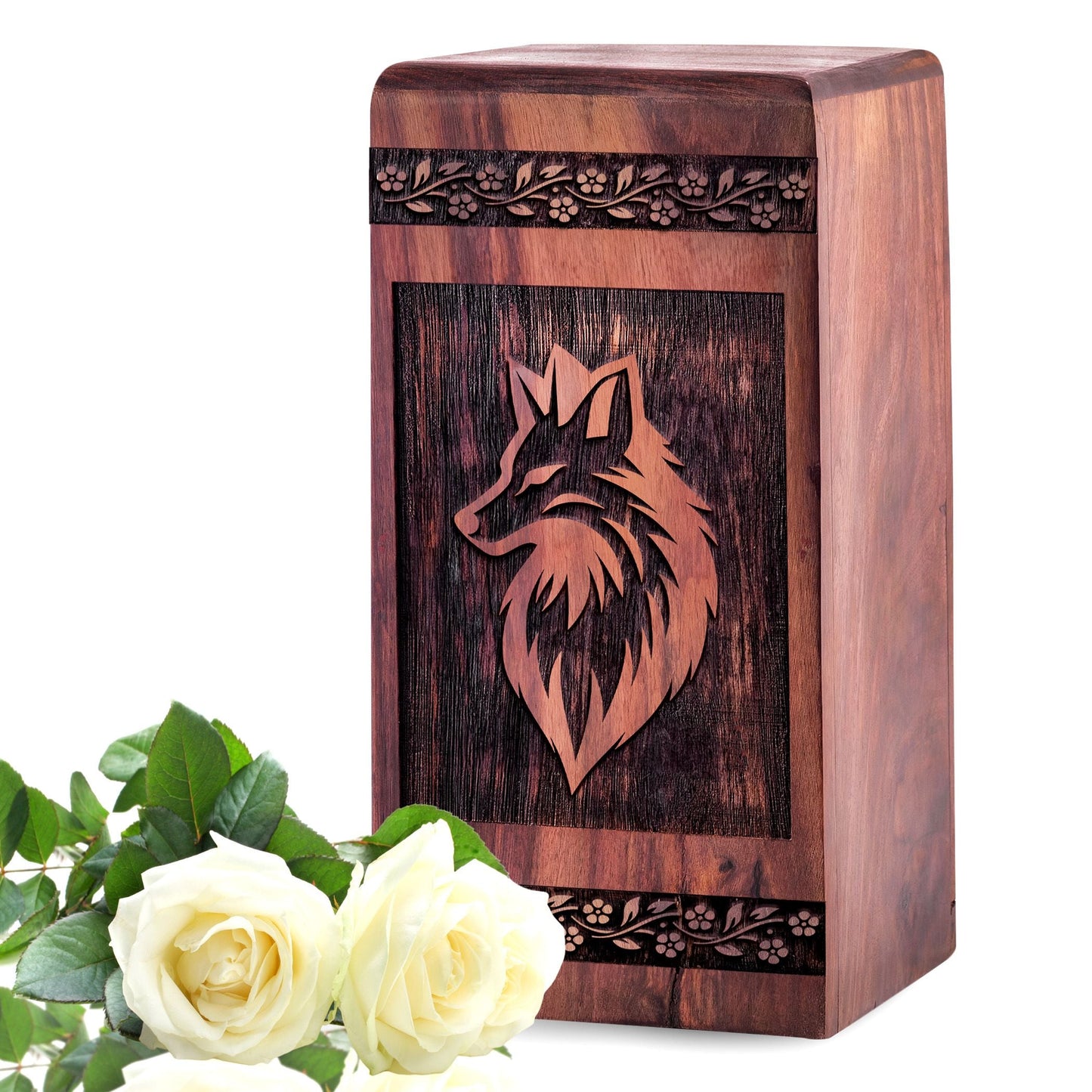 Handcrafted Wooden Fox Urn for Ashes - Eternal Tribute