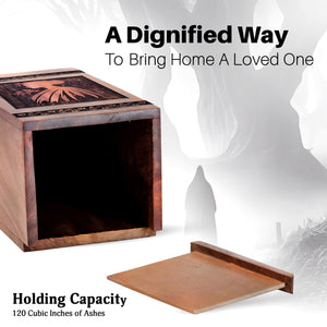 Wooden Mermaid Rock Urn Box for Ashes - Memorial Keepsake