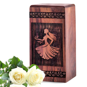Handcrafted Wooden Mermaid Rock Cremation Urn for Ashes