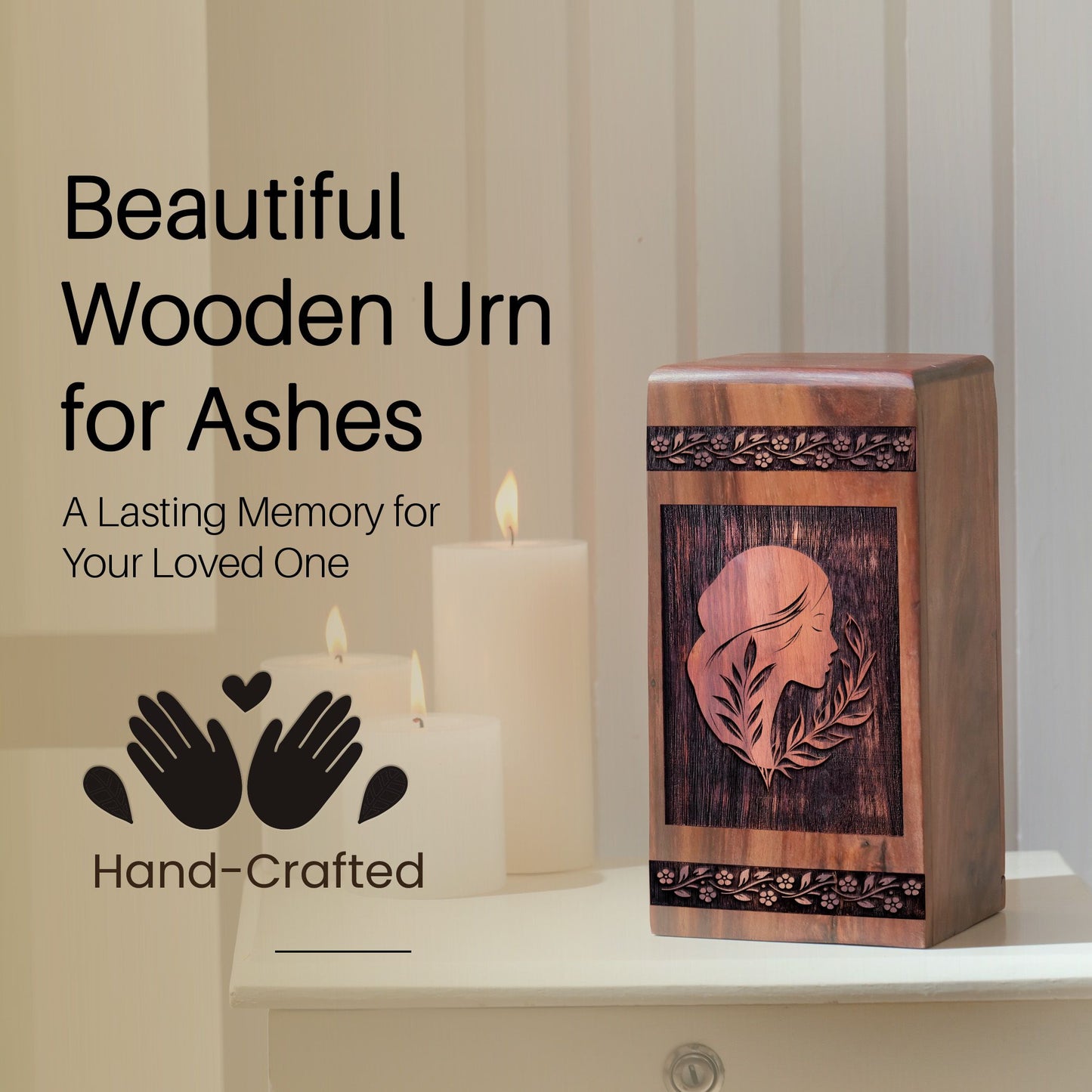 Handmade Wooden Mermaid Rock Urn for Ashes - Eternal Tribute