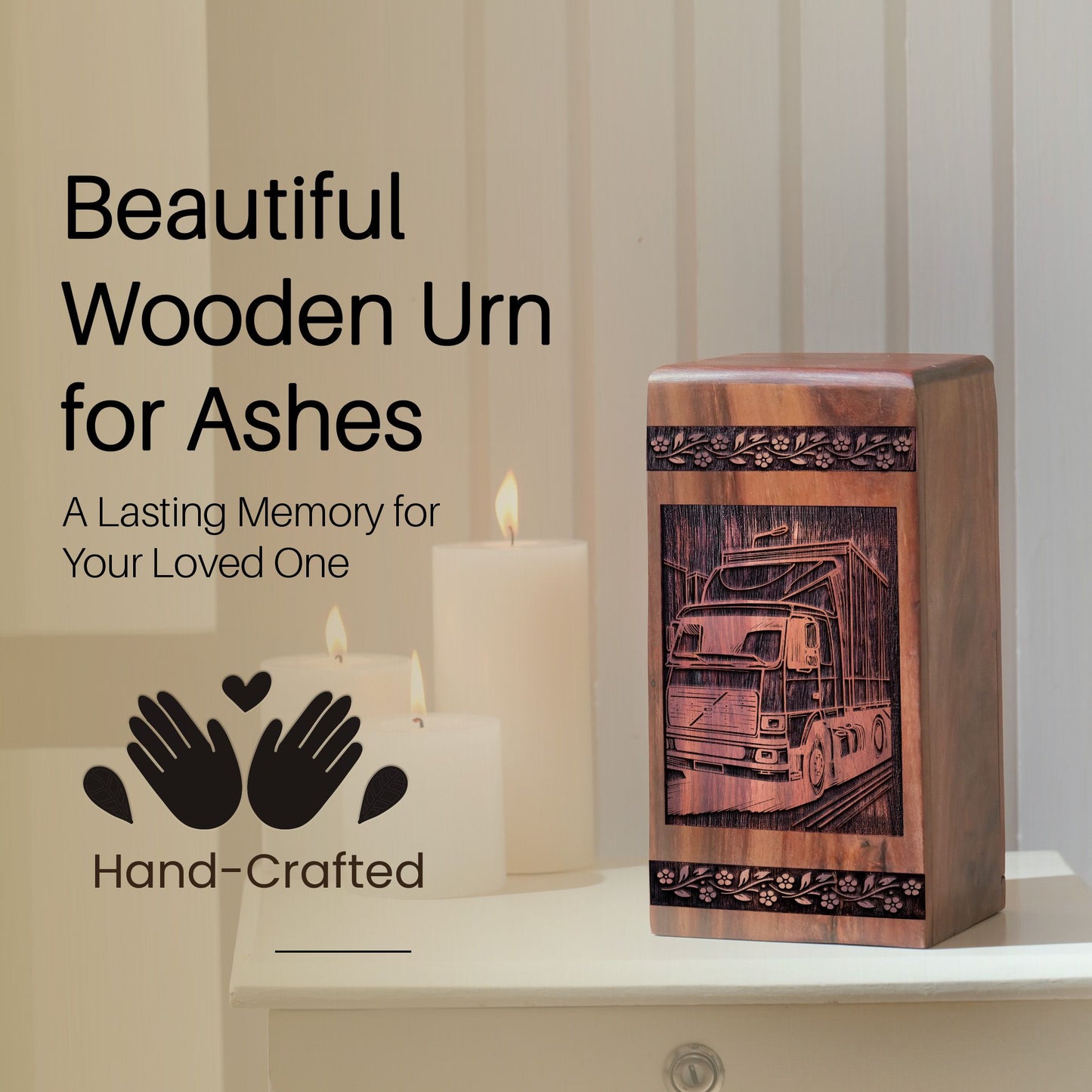 Handcrafted Wooden Truck Urn for Ashes - Lasting Tribute